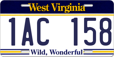 WV license plate 1AC158