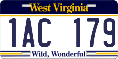 WV license plate 1AC179