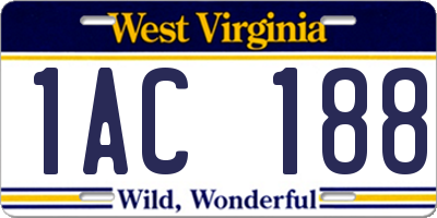WV license plate 1AC188