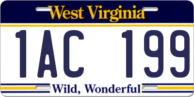 WV license plate 1AC199