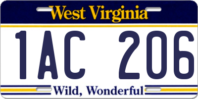 WV license plate 1AC206