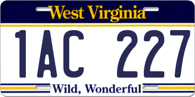 WV license plate 1AC227