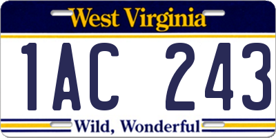 WV license plate 1AC243