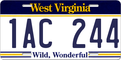 WV license plate 1AC244