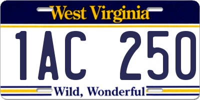 WV license plate 1AC250
