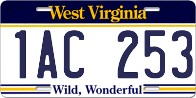 WV license plate 1AC253