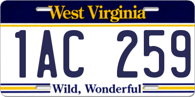 WV license plate 1AC259