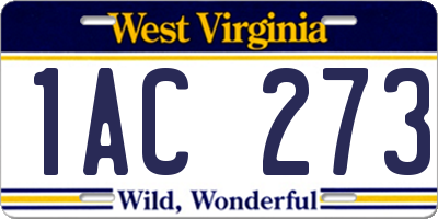 WV license plate 1AC273