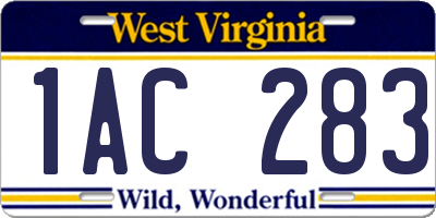WV license plate 1AC283