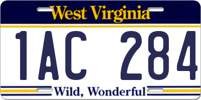 WV license plate 1AC284