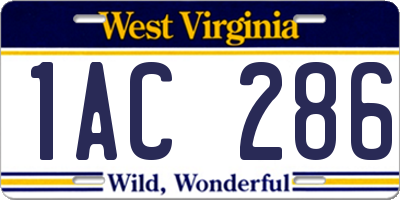 WV license plate 1AC286