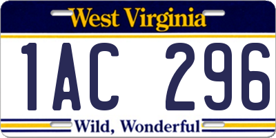WV license plate 1AC296