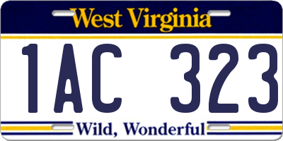 WV license plate 1AC323