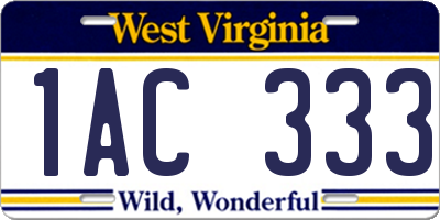 WV license plate 1AC333