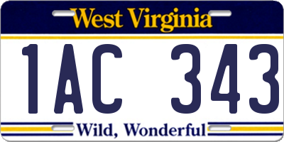 WV license plate 1AC343