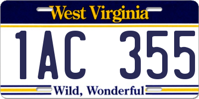 WV license plate 1AC355