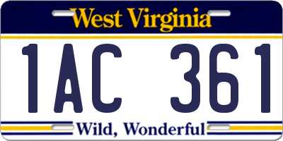 WV license plate 1AC361