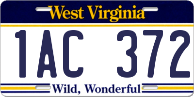 WV license plate 1AC372