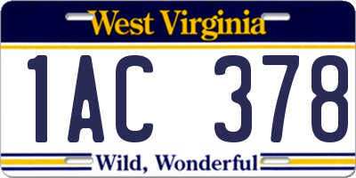 WV license plate 1AC378