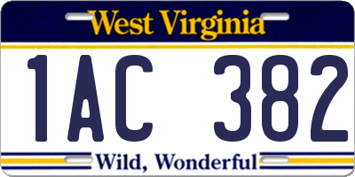 WV license plate 1AC382