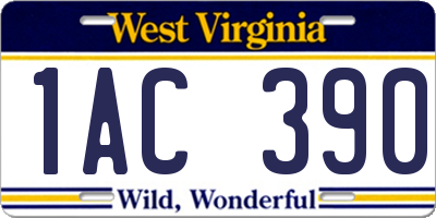WV license plate 1AC390