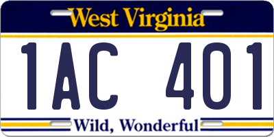 WV license plate 1AC401