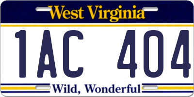 WV license plate 1AC404