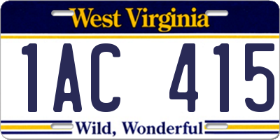 WV license plate 1AC415