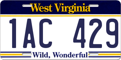 WV license plate 1AC429