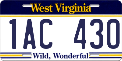 WV license plate 1AC430