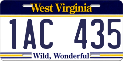 WV license plate 1AC435