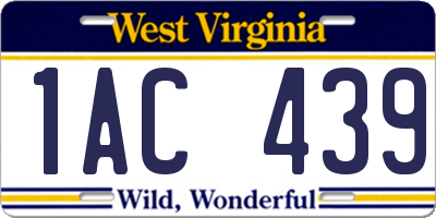 WV license plate 1AC439