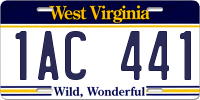 WV license plate 1AC441