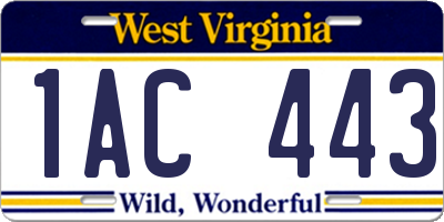 WV license plate 1AC443