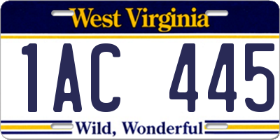 WV license plate 1AC445