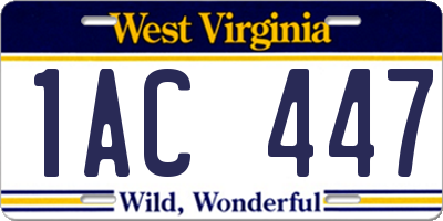WV license plate 1AC447