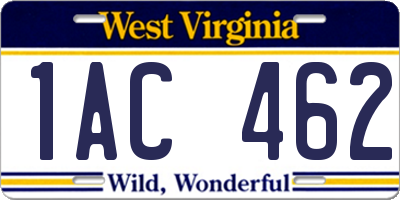 WV license plate 1AC462