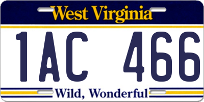 WV license plate 1AC466