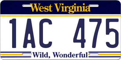 WV license plate 1AC475