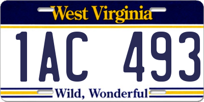 WV license plate 1AC493