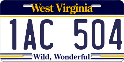 WV license plate 1AC504