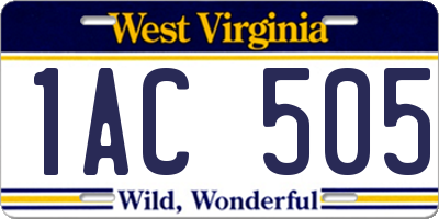 WV license plate 1AC505
