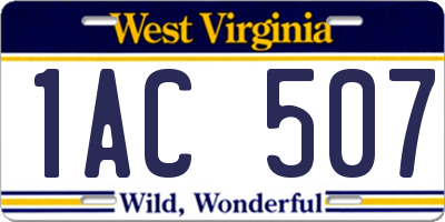 WV license plate 1AC507