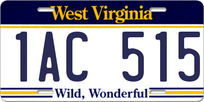 WV license plate 1AC515