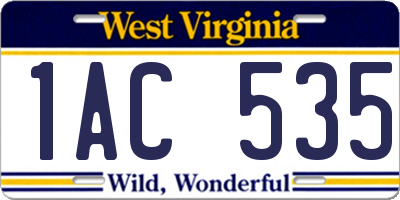 WV license plate 1AC535