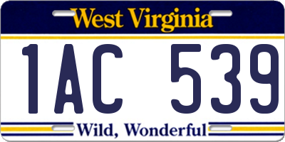 WV license plate 1AC539