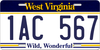 WV license plate 1AC567