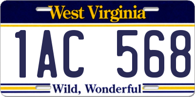 WV license plate 1AC568