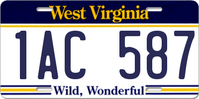 WV license plate 1AC587