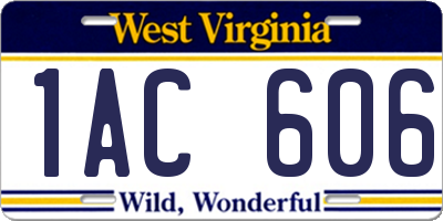 WV license plate 1AC606